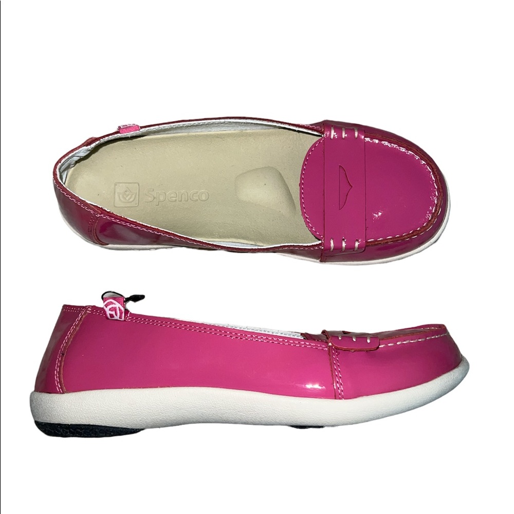 Spenco orthotic patent leather size 7 pink loafers